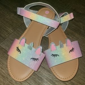 Fab Kids rainbow unicorn sandals girls size 5